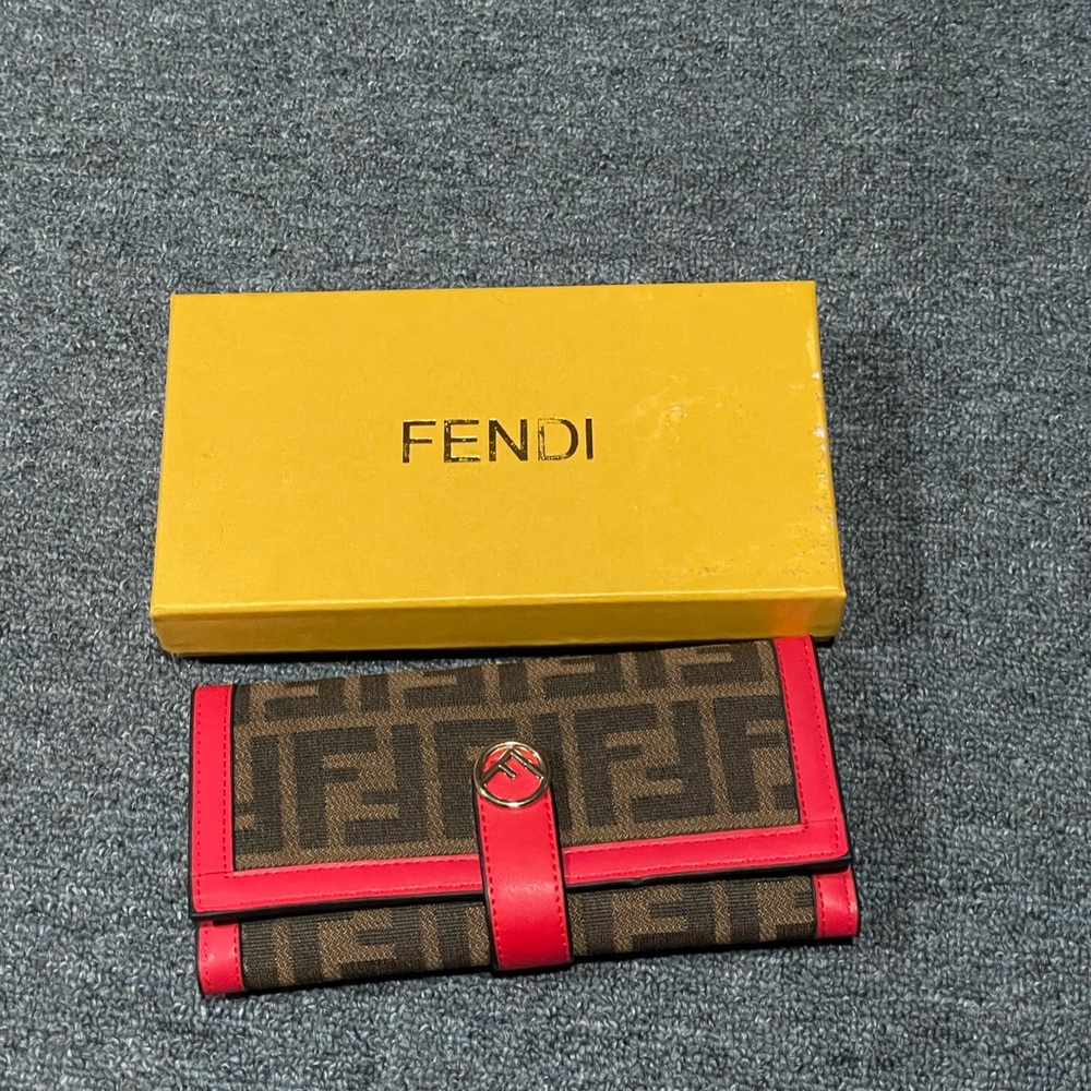 Fendi Red and Brown Wallet